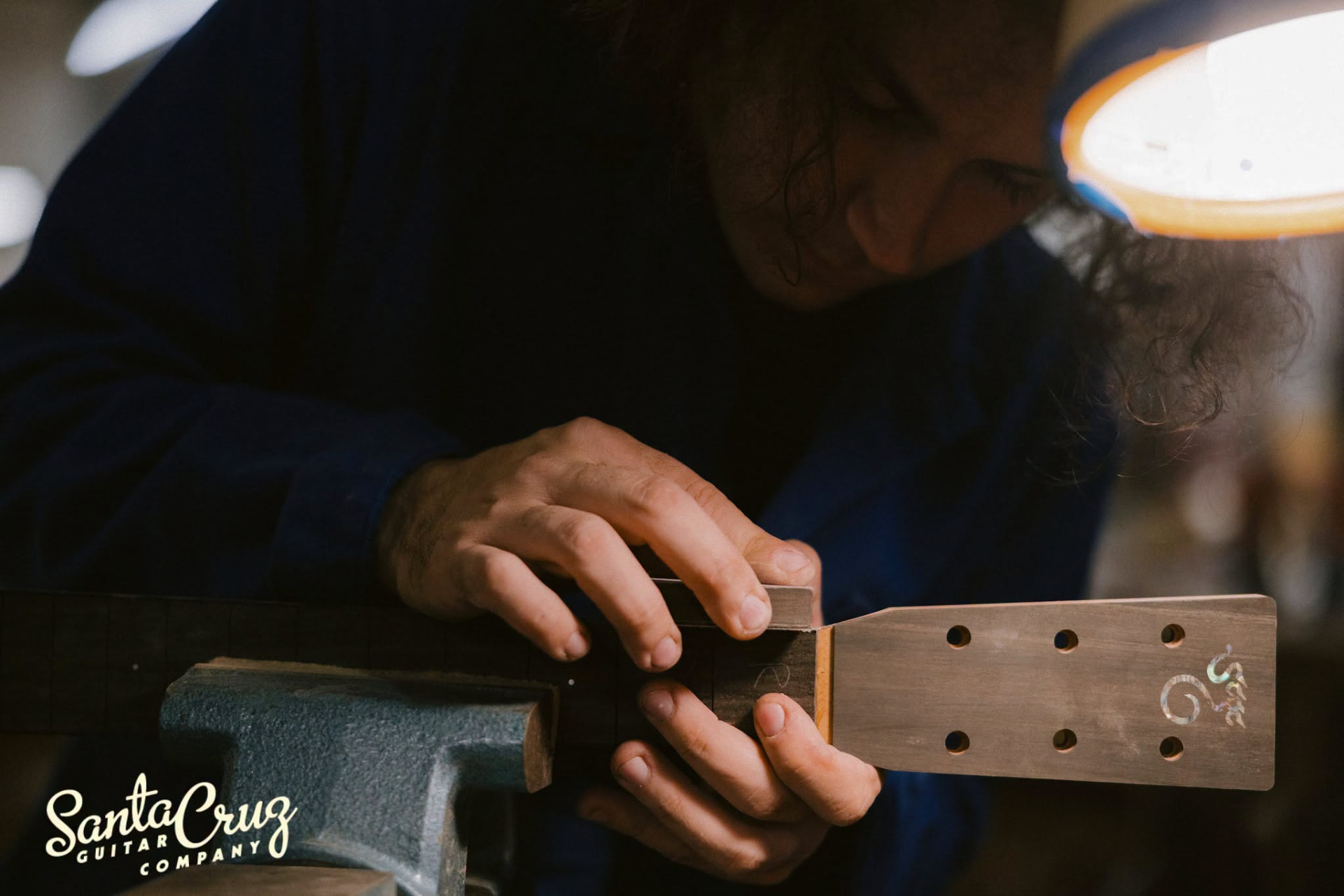 Shaping a neck at the Santa Cruz bench.